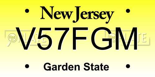 V57FGM New Jersey License Plate