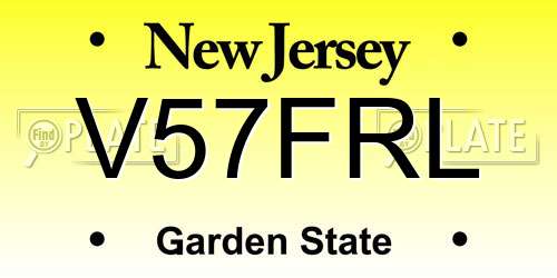 V57FRL New Jersey License Plate