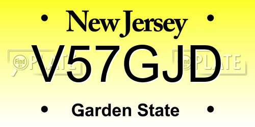 V57GJD New Jersey License Plate