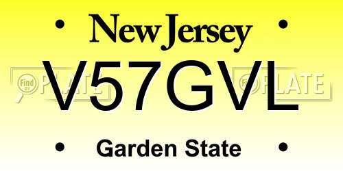 V57GVL New Jersey License Plate