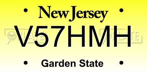 V57HMH New Jersey License Plate