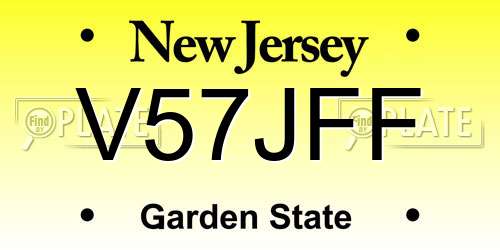 V57JFF New Jersey License Plate