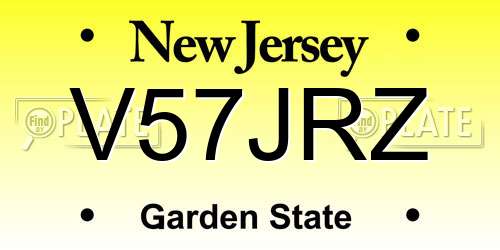 V57JRZ New Jersey License Plate