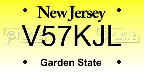 V57KJL New Jersey License Plate