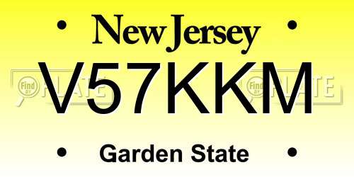 V57KKM New Jersey License Plate