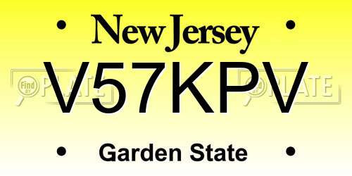 V57KPV New Jersey License Plate