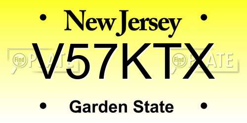 V57KTX New Jersey License Plate