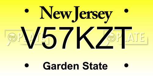 V57KZT New Jersey License Plate