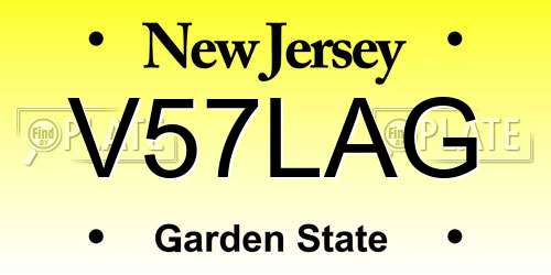V57LAG New Jersey License Plate