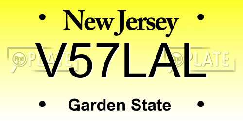 V57LAL New Jersey License Plate