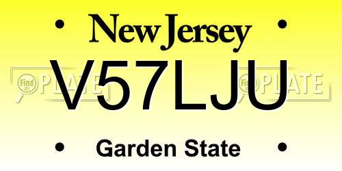 V57LJU New Jersey License Plate