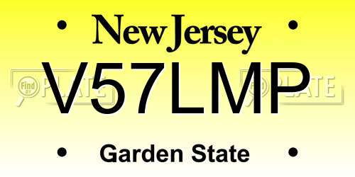 V57LMP New Jersey License Plate