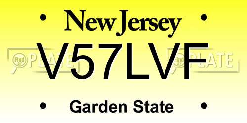 V57LVF New Jersey License Plate
