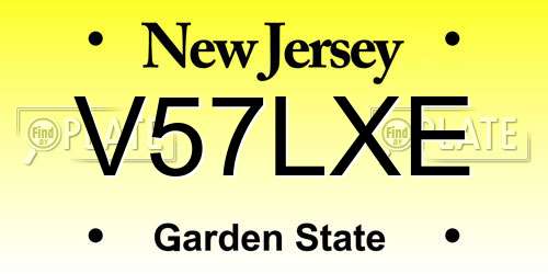 V57LXE New Jersey License Plate