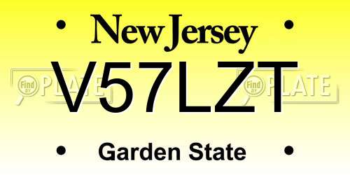 V57LZT New Jersey License Plate