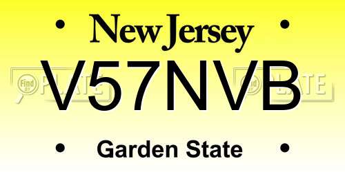 V57NVB New Jersey License Plate