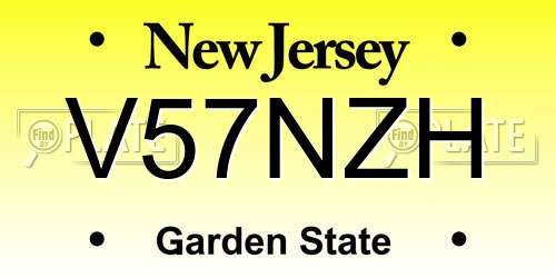V57NZH New Jersey License Plate