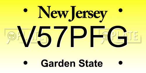 V57PFG New Jersey License Plate
