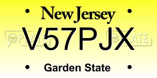 V57PJX New Jersey License Plate