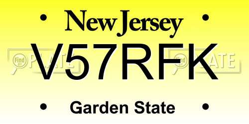 V57RFK New Jersey License Plate