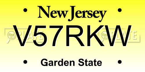 V57RKW New Jersey License Plate