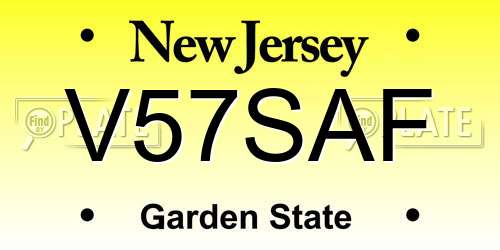 V57SAF New Jersey License Plate