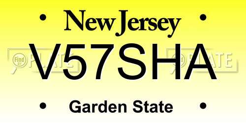 V57SHA New Jersey License Plate