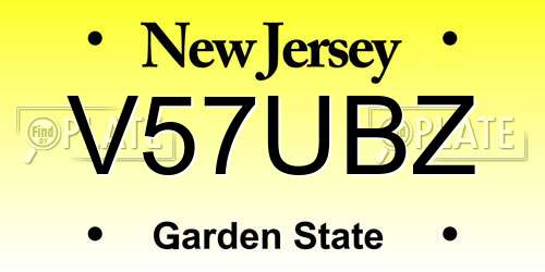V57UBZ New Jersey License Plate