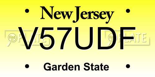V57UDF New Jersey License Plate