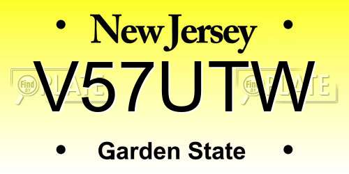 V57UTW New Jersey License Plate