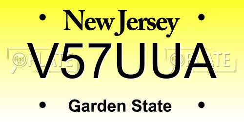 V57UUA New Jersey License Plate