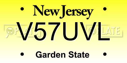 V57UVL New Jersey License Plate