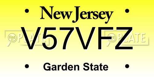 V57VFZ New Jersey License Plate