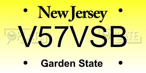 V57VSB New Jersey License Plate