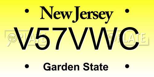 V57VWC New Jersey License Plate