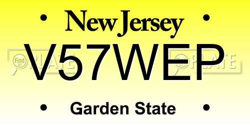 V57WEP New Jersey License Plate