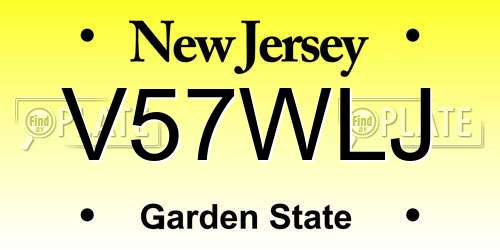 V57WLJ New Jersey License Plate