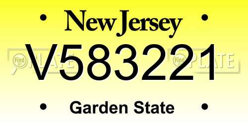 V583221 New Jersey License Plate