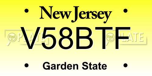 V58BTF New Jersey License Plate
