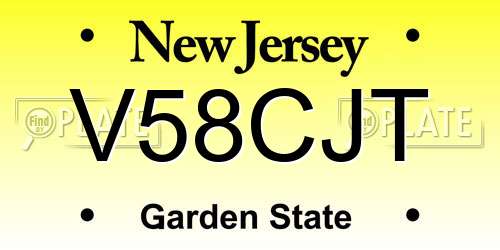 V58CJT New Jersey License Plate