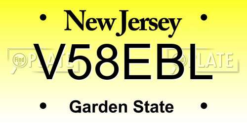 V58EBL New Jersey License Plate