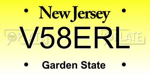 V58ERL New Jersey License Plate