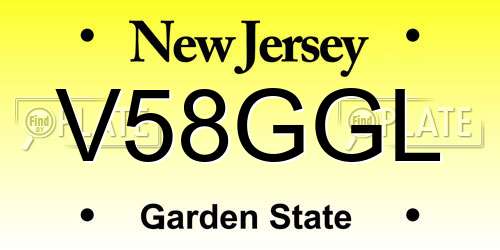 V58GGL New Jersey License Plate