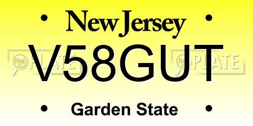 V58GUT New Jersey License Plate