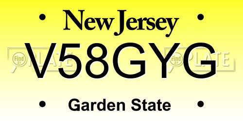 V58GYG New Jersey License Plate