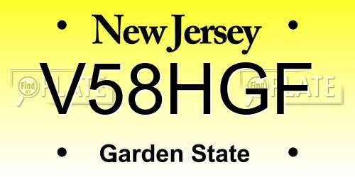V58HGF New Jersey License Plate