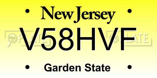 V58HVF New Jersey License Plate