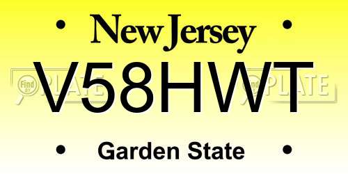 V58HWT New Jersey License Plate