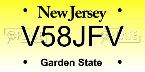 V58JFV New Jersey License Plate
