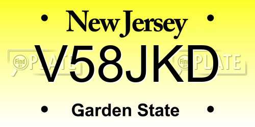 V58JKD New Jersey License Plate